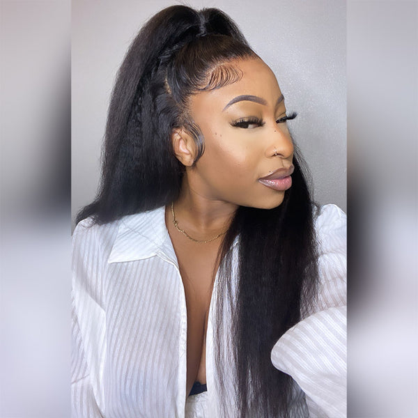 Beeos 360 SKINLIKE Real HD Lace Full Frontal Wig Kinky Straight Pre-plucked Hair BO64