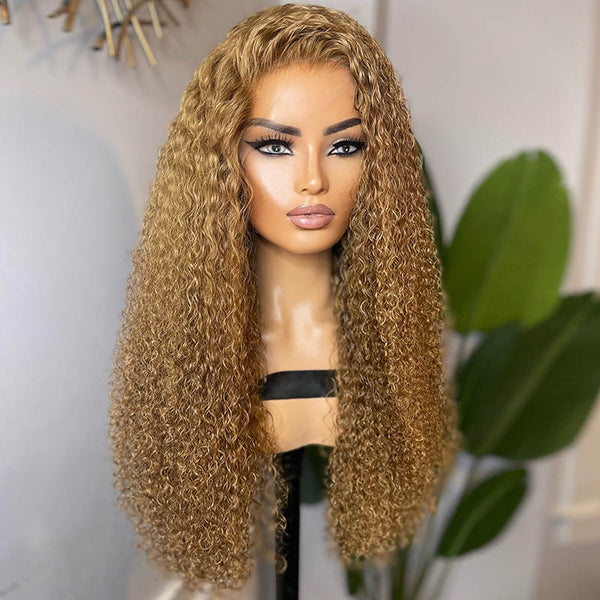 Beeos 13X4 SKINLIKE Real HD Lace Blonde Curly High Density Full Frontal Wig BL119