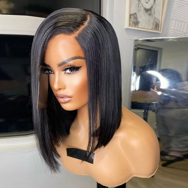 Beeos 5x5 SKINLIKE Real HD Lace Closure Bob Glueless Straight Wig BC019