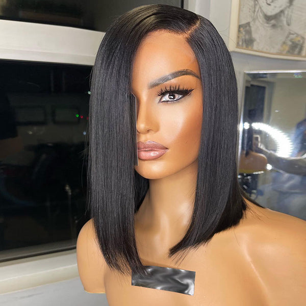 Beeos 5x5 SKINLIKE Real HD Lace Closure Bob Glueless Straight Wig BC019