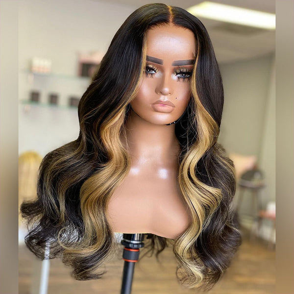 Beeos 13x4 SKINLIKE Real HD Lace Full Frontal Wig Highlight Body Wave BL013