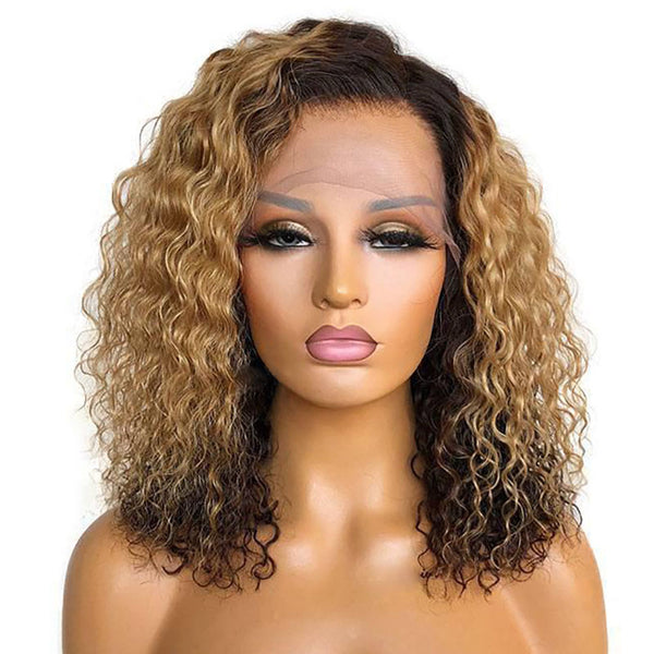 BEEOS SKINLIKE Real HD Lace Front Ombre Blonde Color Wave Curly Bob BL060