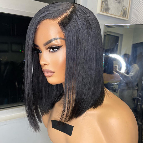 Beeos 5x5 SKINLIKE Real HD Lace Closure Bob Glueless Straight Wig BC019