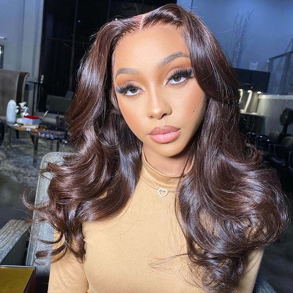 Beeos 13X4 SKINLIKE Real HD Lace Full Frontal Body Wave Chocolate Brown Color Hair BL221