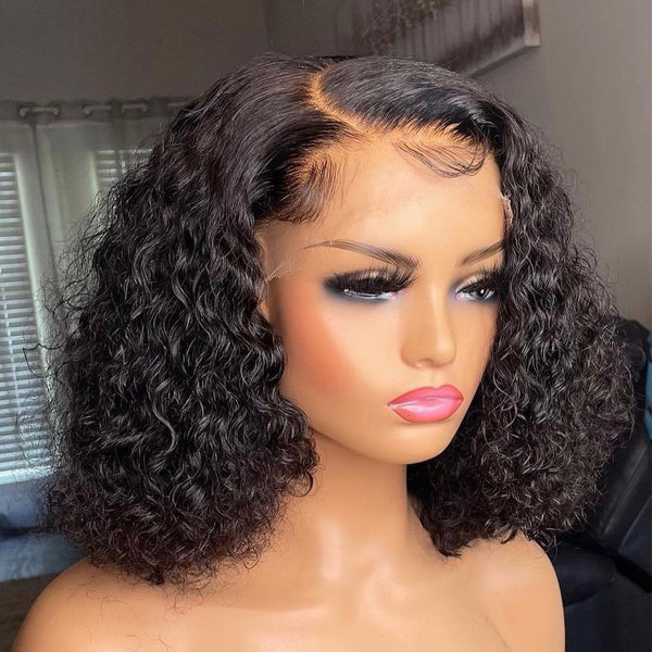 13X4 Full Frontal SKINLIKE Real HD  Lace Poppy Curly BOB Wig 180% Density Bleached Knots Pre-plucked Natural HairlineBS002