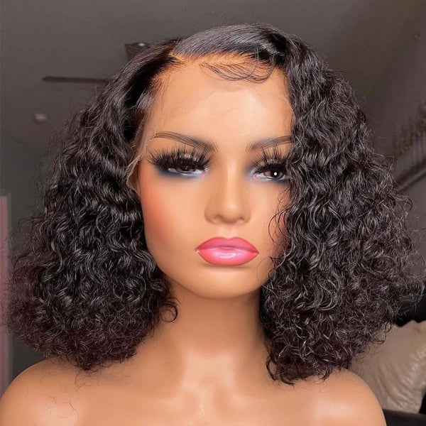 13X4 Full Frontal SKINLIKE Real HD  Lace Poppy Curly BOB Wig 180% Density Bleached Knots Pre-plucked Natural HairlineBS002