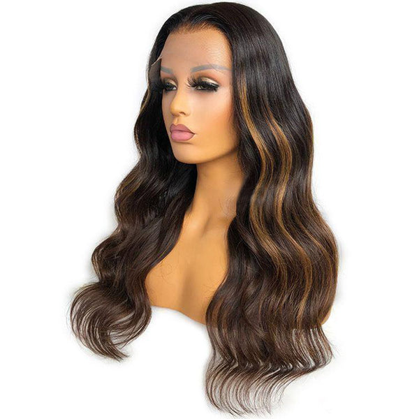 Beeos 13x4 SKINLIKE Real HD Lace Full Frontal Wig Highlight Body Wave Clean Hairline BL077