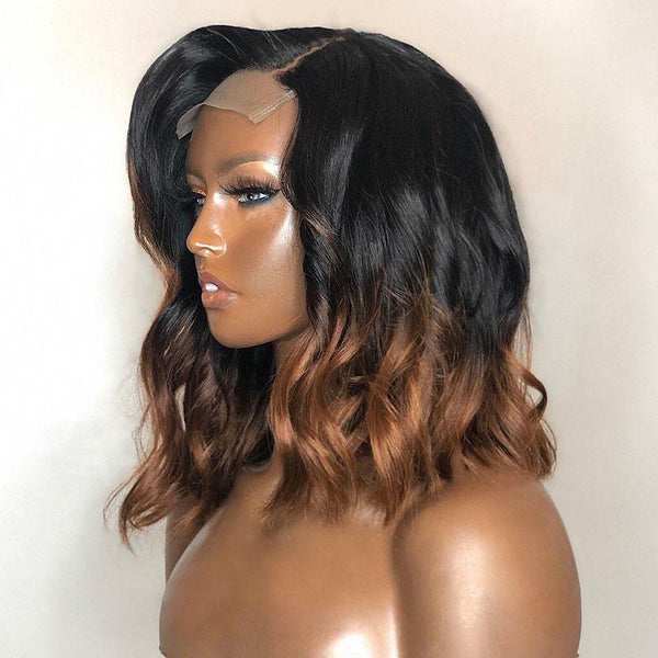 BEEOS Ombre Color Wave Bob SKINLIKE Real HD Lace Frontal Wig BL070