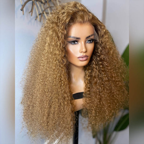 Beeos 13X4 SKINLIKE Real HD Lace Blonde Curly High Density Full Frontal Wig BL119