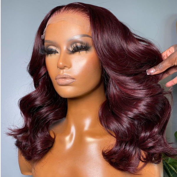 Beeos SKINLIKE Real HD Lace Closure Wig 99J Burgundy Color Body Wave 5*5 BC022