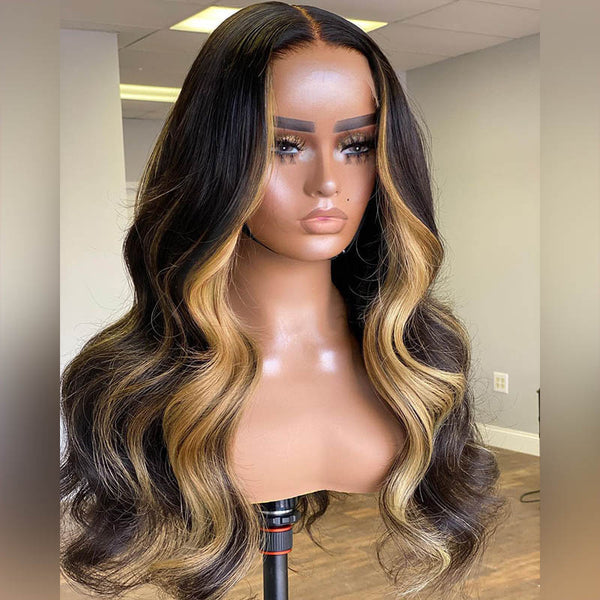 Beeos 13x4 SKINLIKE Real HD Lace Full Frontal Wig Highlight Body Wave BL013