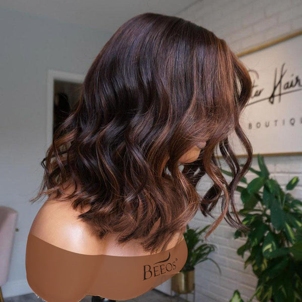 BEEOS SKINLIKE Real HD Lace Highlight Color Wave Bob Lace Frontal Wig BL064