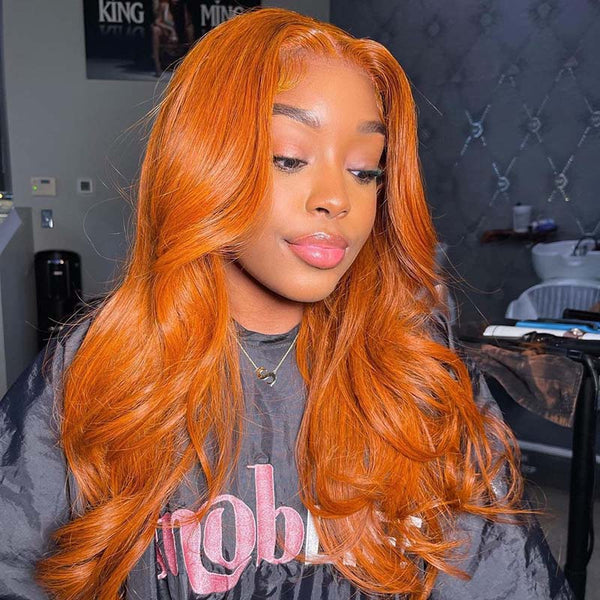 BEEOS Orange Color Body Wave 13X4 Full Frontal Lace Wig BL152