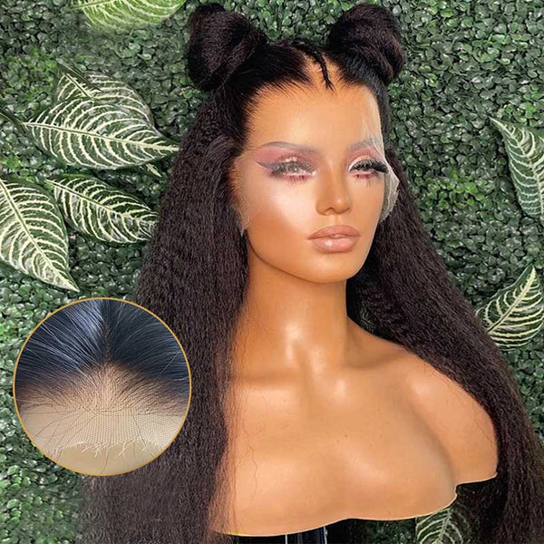 Beeos SKINLIKE Real HD Lace 13x6 180% Kinky Straight Frontal Wig BL080