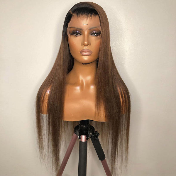 Beeos 13X4 SKINLIKE Real HD Lace Straight Wig 1B/30 Ombre Hair BL083