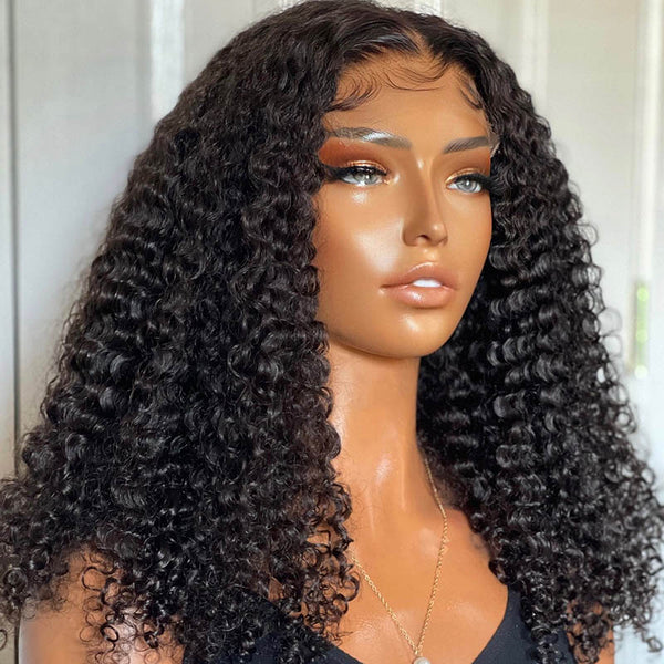 Beeos SKINLIKE Real HD Lace Closure Deep Curly Glueless Wig 5*5 200% Density BC018