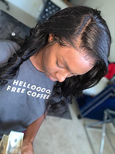 BEEOS Transparent Invisible Lace Wig, 13X6 Lace Front Body Wave Pre Plucked Bleached Knots Natural Hairline 150% Deinsity for Black Women AM04