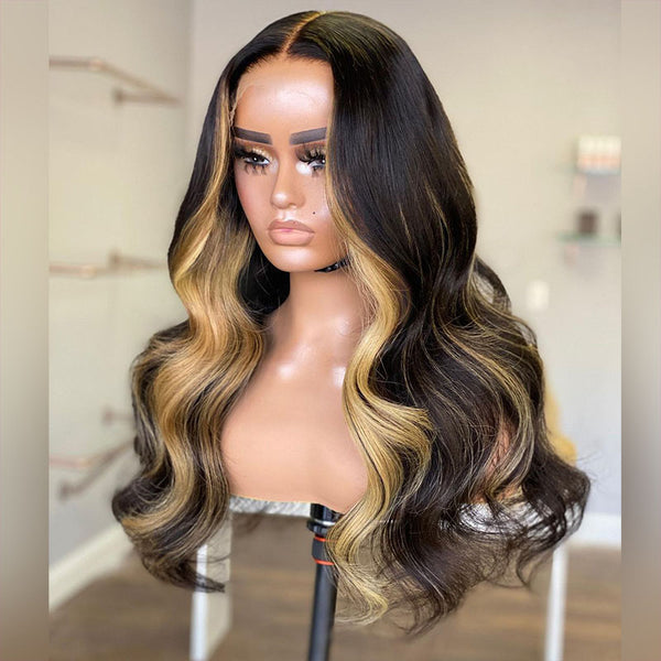 Beeos 13x4 SKINLIKE Real HD Lace Full Frontal Wig Highlight Body Wave BL013