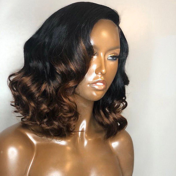 BEEOS Ombre Color Wave Bob SKINLIKE Real HD Lace Frontal Wig BL070