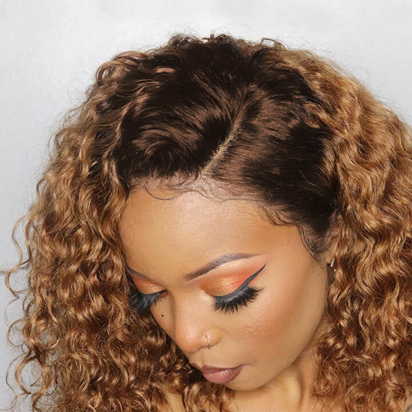 BEEOS SKINLIKE Real HD Lace Front Ombre Color Curly Bob Wig BL072