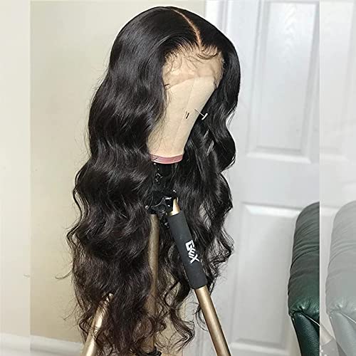 BEEOS Transparent Invisible Lace Wig, 13X6 Lace Front Body Wave Pre Plucked Bleached Knots Natural Hairline 150% Deinsity for Black Women AM04