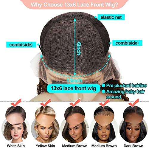 BEEOS Transparent Invisible Lace Wig, 13X6 Lace Front Body Wave Pre Plucked Bleached Knots Natural Hairline 150% Deinsity for Black Women AM04