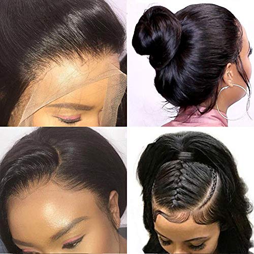 BEEOS Transparent Invisible Lace Wig, 13X6 Lace Front Body Wave Pre Plucked Bleached Knots Natural Hairline 150% Deinsity for Black Women AM04