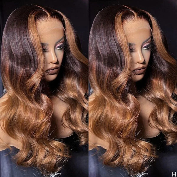 Beeos 13X4 SKINLIKE Real HD Lace Full Frontal Lace Wig Body Wave Ombre Color BL666