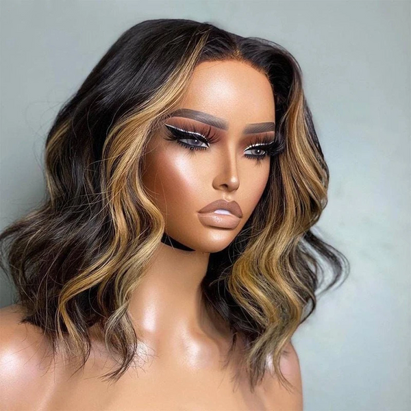 BEEOS SKINLIKE Real HD Lace Highlight Color Wave Bob Lace Frontal Wig BL063