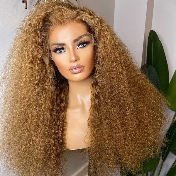 Beeos 13X4 SKINLIKE Real HD Lace Blonde Curly High Density Full Frontal Wig BL119