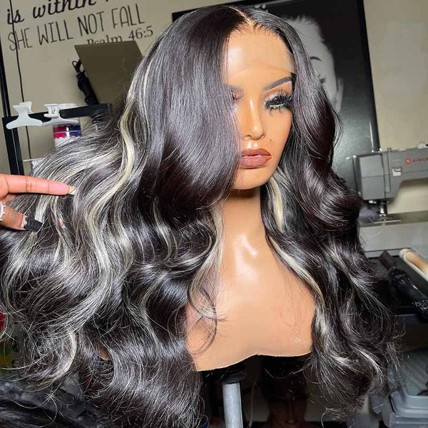 BEEOS 13X4 SKINLIKE Real HD Lace Full Frontal Wig Blonde Highlight Body Wave BL016