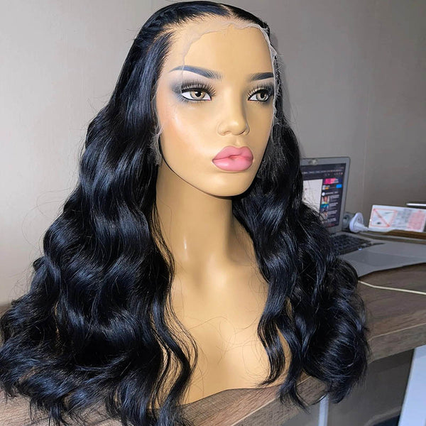 Beeos Jet Black 13x4 Full Frontal SKINLIKE Real HD Lace Wig Loose Wave BL228