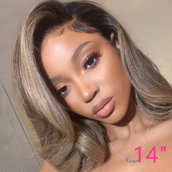 BEEOS SKINLIKE Real HD Lace Ombre Ash Blonde Lace Frontal Wave Bob BL055