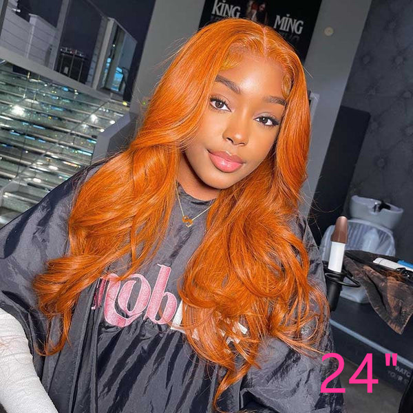 BEEOS Orange Color Body Wave 13X4 Full Frontal Lace Wig BL152