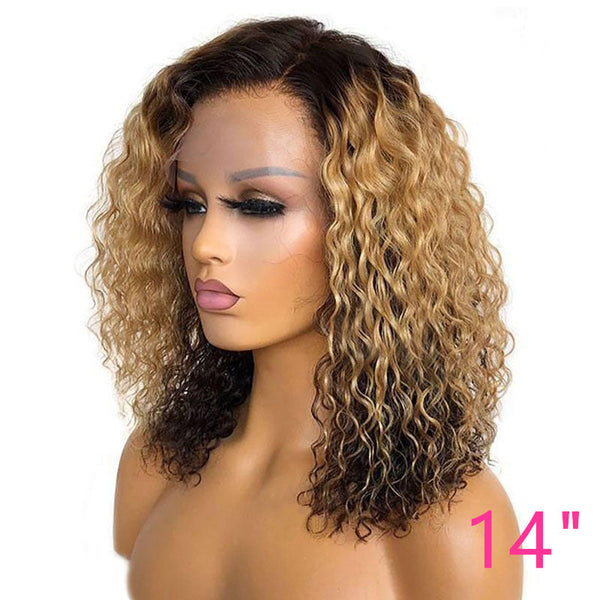 BEEOS SKINLIKE Real HD Lace Front Ombre Blonde Color Wave Curly Bob BL060