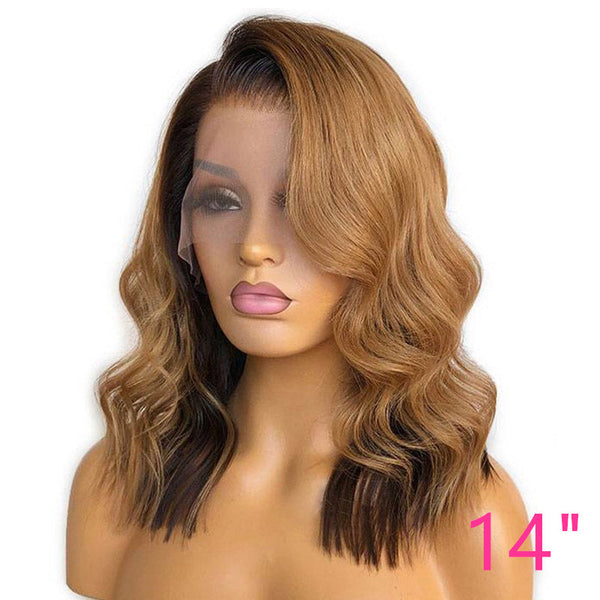 BEEOS SKINLIKE Real HD Lace Front Ombre Blonde Color Wave Curly Bob BL060