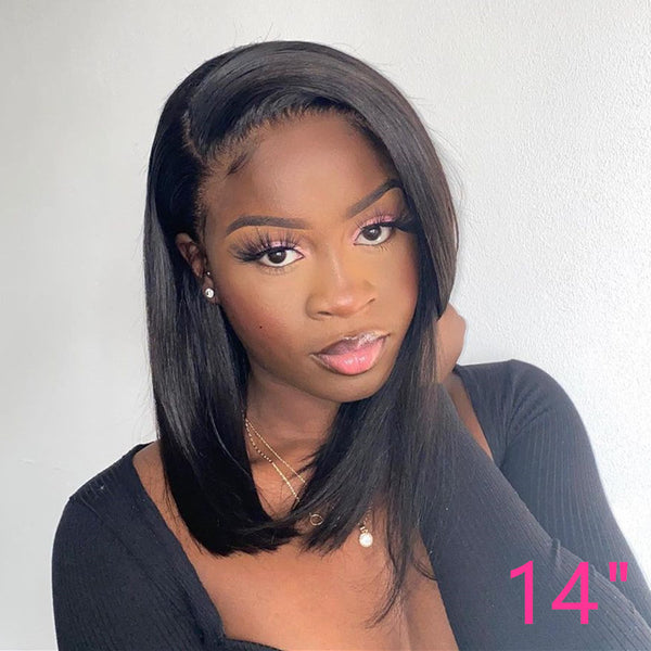 Beeos 13X4 SKINLIKE Real HD Lace Front Bob Wig Straight Bob Brazilian Hair BL105