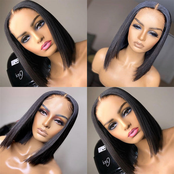 Beeos 13X6 SKINLIKE Real HD Lace Front Straight Bob Wig Natural Color BL003