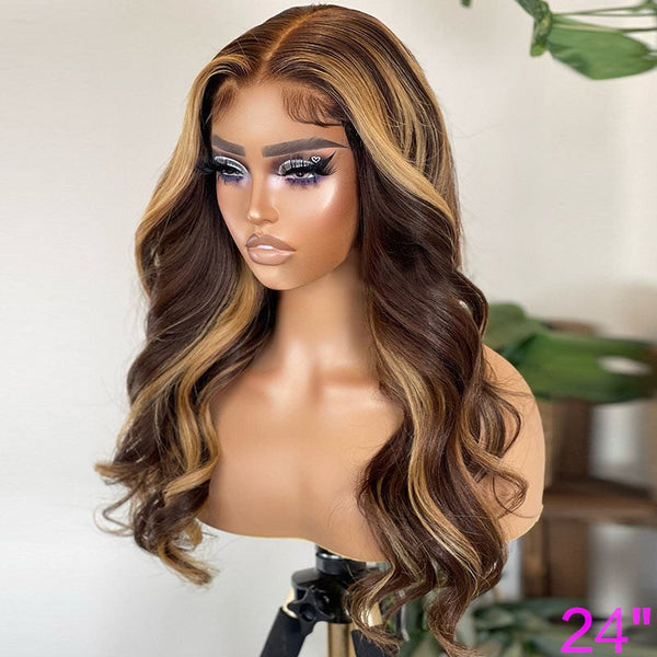 Beeos 13x4 SKINLIKE Real HD Lace Full Frontal Wig Highlight Wave Clean Hairline BL075