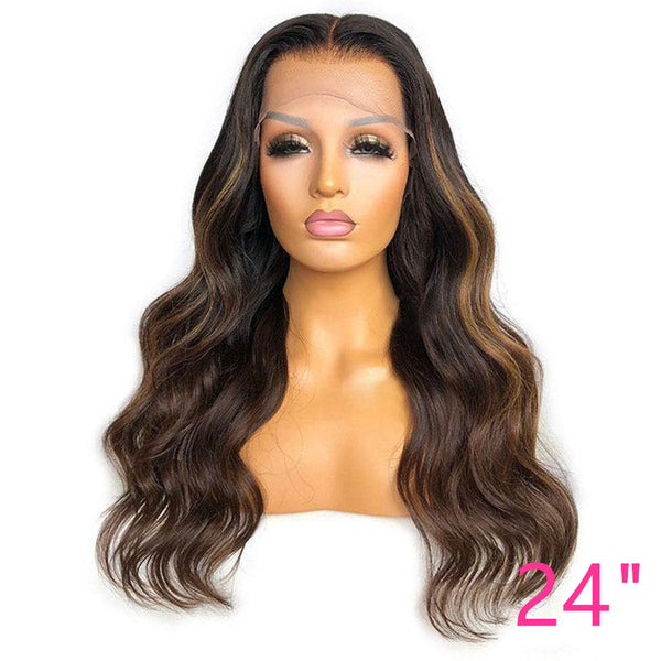 Beeos 13x4 SKINLIKE Real HD Lace Full Frontal Wig Highlight Body Wave Clean Hairline BL077