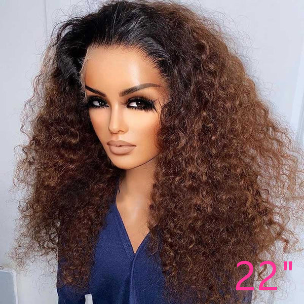 Beeos 13X4 SKINLIKE Real HD Lace Full Frontal Wig Ombre Curly Clean Hairline BL076