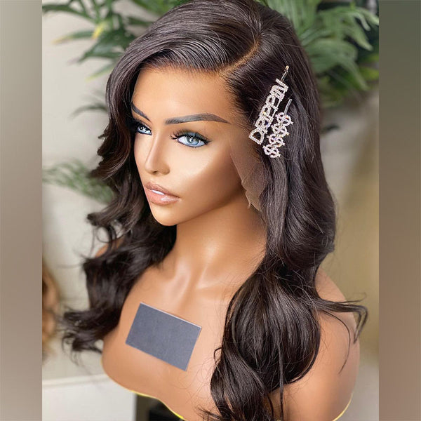 Beeos 13x4 Straight & Body Wave Skinlike Real HD Lace Full Frontal Human Hair Wig BL215 Ship From Amazon