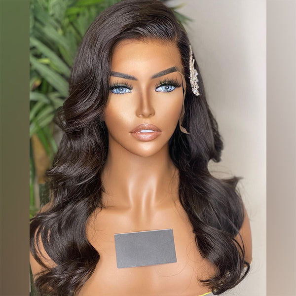 Beeos 13x4 Straight & Body Wave Skinlike Real HD Lace Full Frontal Human Hair Wig BL215 Ship From Amazon
