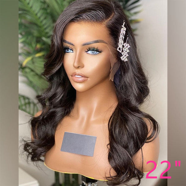 Beeos 13x4 Straight & Body Wave Skinlike Real HD Lace Full Frontal Human Hair Wig BL215 Ship From Amazon