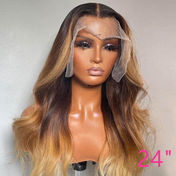 Beeos 13X4 SKINLIKE Real HD Lace Full Frontal Wig Blonde Ombre Body Wave BL015