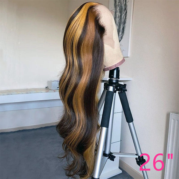 Beeos 13X4 SKINLIKE Real HD Lace Highlight Color Body Wave Full Frontal Wig BL155
