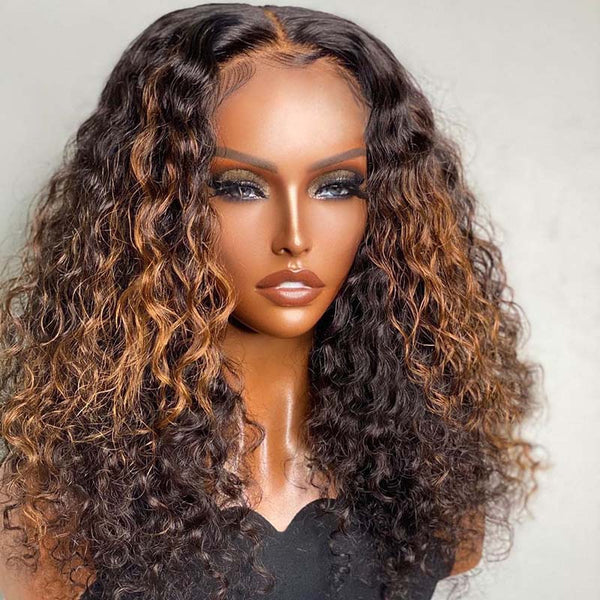 Beeos 13X4 SKINLIKE Real HD Lace Highlight Curly Full Frontal Wig BL069