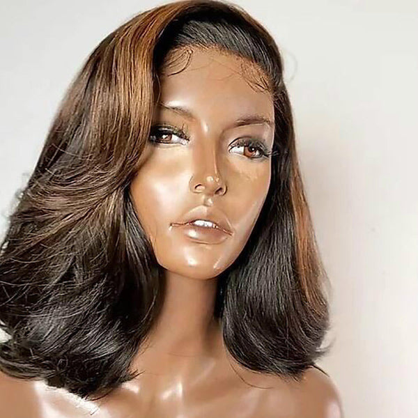 Beeos SKINLIKE Real HD Lace Front Bob Wig Wave Highlight Color BL007