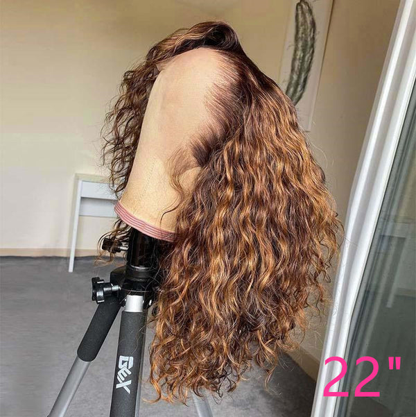 Beeos SKINLIKE Real HD Lace Full Frontal Wig Highlight Mix Color Wet And Wavy Lace Front Wig BL156
