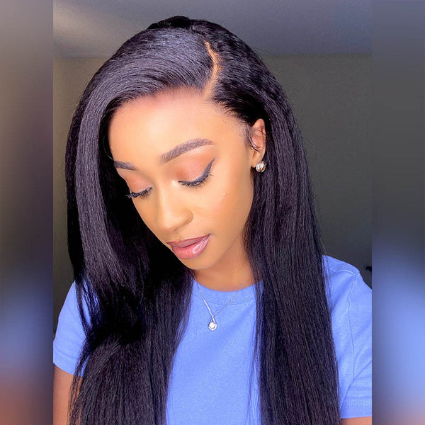 Beeos Full Lace Wig Kinky Straight Pre-plucked Human Hair Wig BF003
